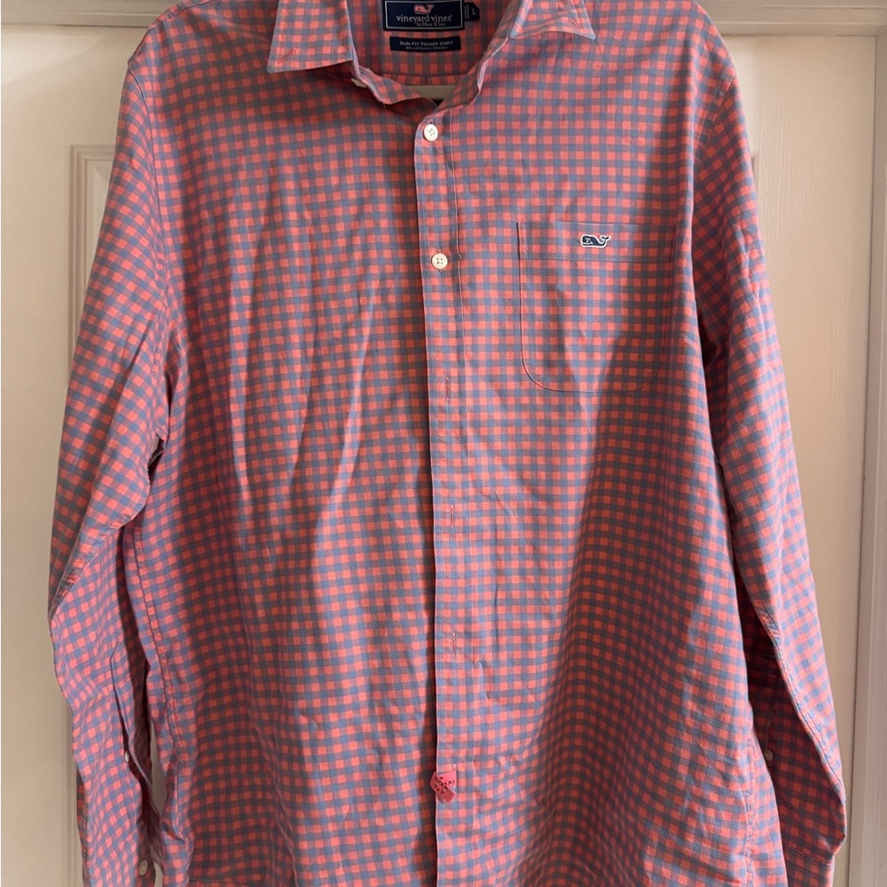 Vineyard Vines Men's Pink Checkered Shirt